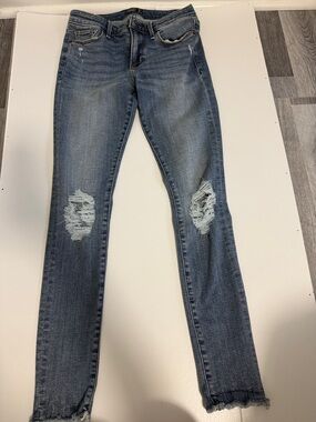 Abercrombie mid rise super skinny  Distressed Skinny Jeans - Blue